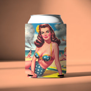 Retro heiße Vintage-Strand Pin-up Dosenkühler
