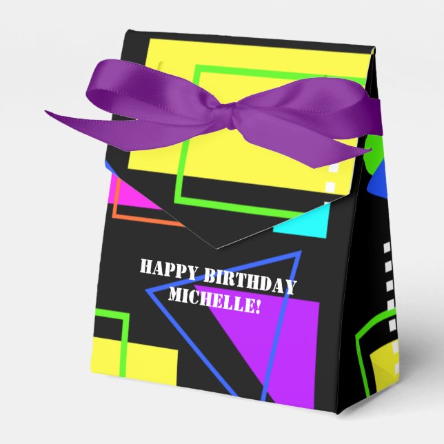 RETRO HELL gefärbte FORMBLATTEN PATTERN CUSTOM TEX Geschenkschachtel (Vorderseite)