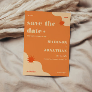 Retro Helle und Farbige Orange Hochzeit  Save The Date