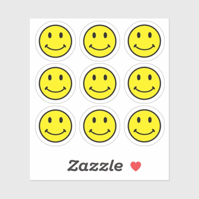 Retro Helles Gelbes Smiley-Gesicht Aufkleber (Blatt)