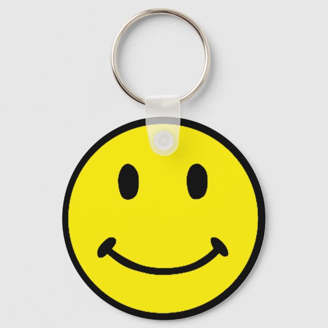 Retro Hellgeltes Smiley-Gesicht Schlüsselanhänger (Vorderseite)
