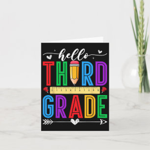 Retro Hello 3rd Grade First Day of School Boys Gir Karte