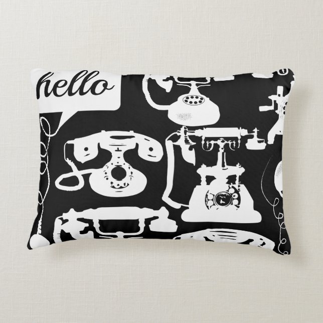 Retro Hello Any Color Telefone Muster Dekokissen (Rückseite)