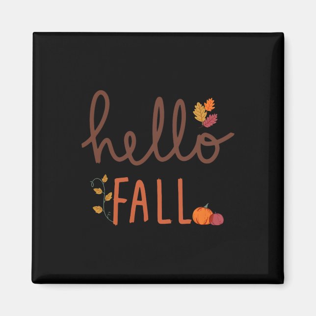 Retro Hello Fall Leopard Pumpkin Herbstsaison als Magnet (Vorne)