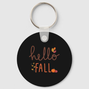 Retro Hello Fall Leopard Pumpkin Herbstsaison als Schlüsselanhänger