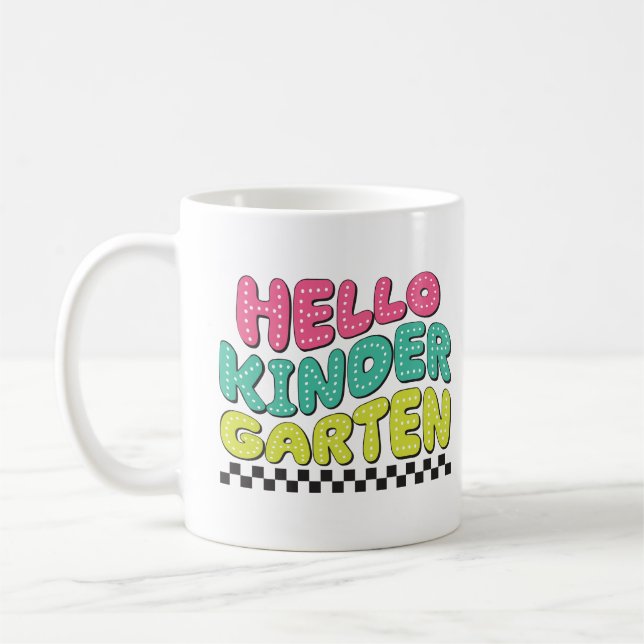 Retro Hello Kindergarten Lehrer Kaffeetasse (Links)