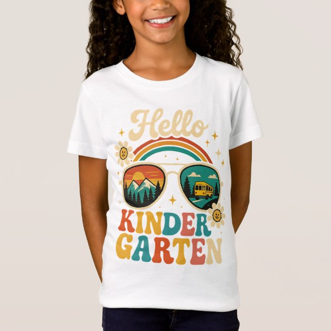 Retro Hello Kindergarten Zurück zur Sonnenbrille i T-Shirt (Vorderseite)