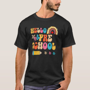 Retro Hello Preschool Rainbow Erster Tag zurück zu T-Shirt
