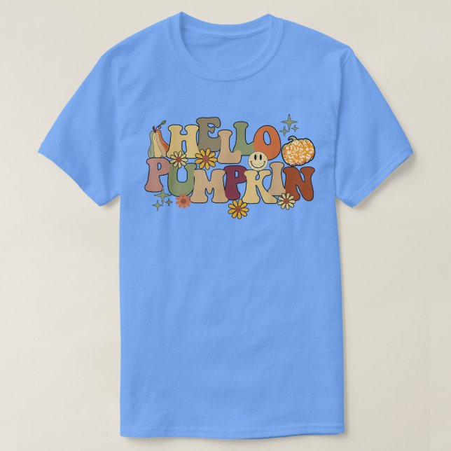 Retro Hello Pumpkin Erntedank Herbst Saaso T-Shirt (Design vorne)