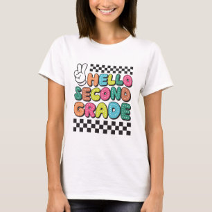 Retro Hello Second Grade Teacher T-Shirt