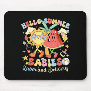 Retro Hello Sommer Babys Entbindung und Geburt LD Mousepad