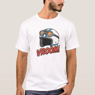 Retro-Helm Brille Vintage-Cartoon Vroom Motorrad T-Shirt