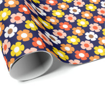 Retro Herbst Blume Muster Blau