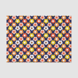 Retro Herbst Blume Muster Blau Seidenpapier