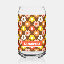 Retro Herbst Blume Muster braun Dosenglas