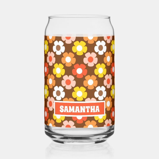 Retro Herbst Blume Muster braun Dosenglas (Links)