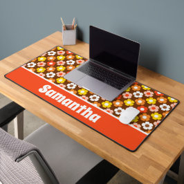 Retro Herbst Blume Muster braun Schreibtischunterlage