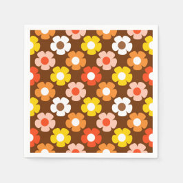 Retro Herbst Blume Muster braun Serviette