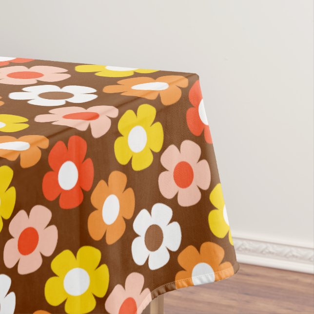 Retro Herbst Blume Muster braun Tischdecke (Beispiel)