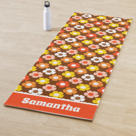 Retro Herbst Blume Muster braun Yogamatte