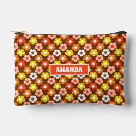 Retro Herbst Blume Muster braun Zubehörtasche