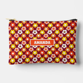 Retro Herbst Blume Muster Burgund Zubehörtasche