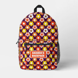 Retro Herbst Blume Muster Lila Bedruckter Rucksack