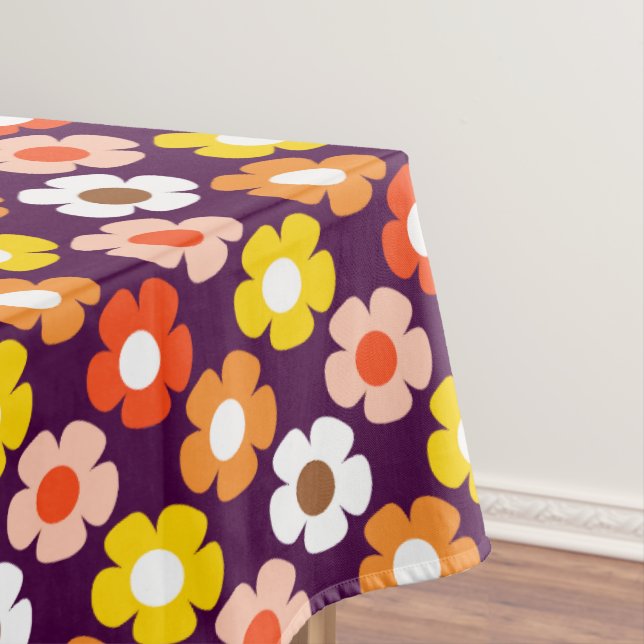Retro Herbst Blume Muster Lila Tischdecke (Beispiel)
