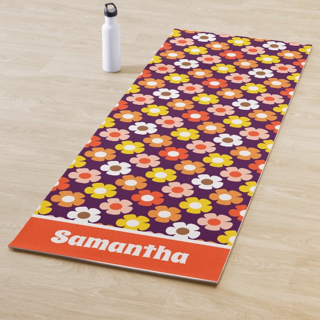 Retro Herbst Blume Muster Lila Yogamatte (Beispiel)