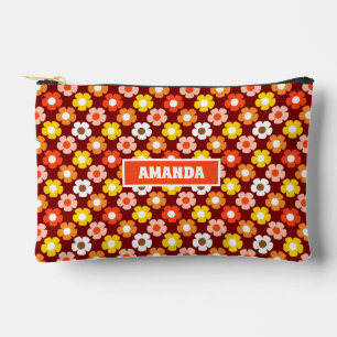 Retro Herbst Blume Muster Rot Zubehörtasche