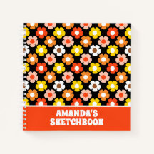 Retro Herbst Blume Schwarze Kinder Skizze