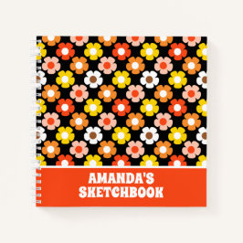 Retro Herbst Blume Schwarze Kinder Skizze Notizbuch