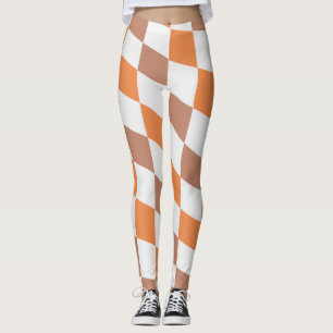 Retro-Herbst-Orange- und Braunkarierte Leggings