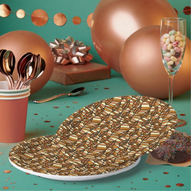 Retro-Herbst-Papierteller Pappteller (Multi)