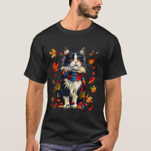 Retro Herbstblätter Ragdoll-Katze Herbstsaison Dan T-Shirt
