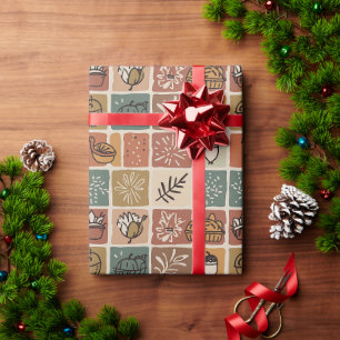 Retro-Herbsternte-Kachel-Muster Geschenkpapier