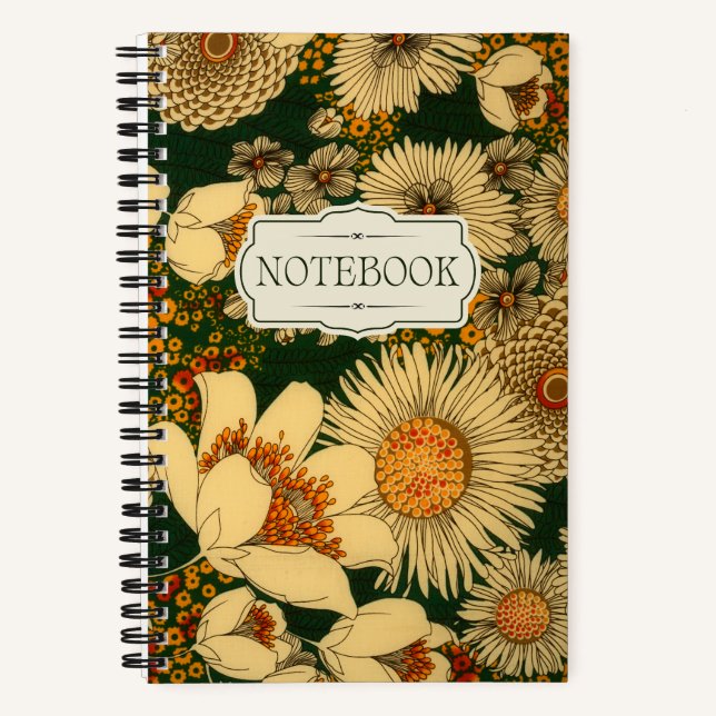 Retro-Herbstfarben Blume Notizbuch (Vorderseite)