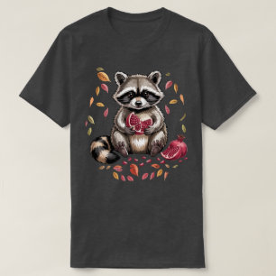 Retro-Herbstfrüchte   Waschbär isst Granatapfel Au T-Shirt