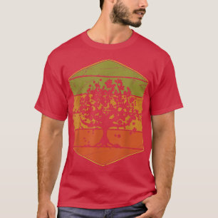 Retro-Herbstleaves fallen über den Naturwald T-Shirt