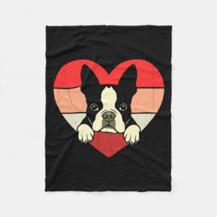 Retro-Herz Boston-Terrier-Hund Vintage-Valentinsta Fleecedecke