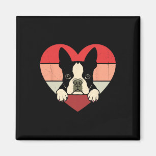 Retro-Herz Boston-Terrier-Hund Vintage-Valentinsta Magnet