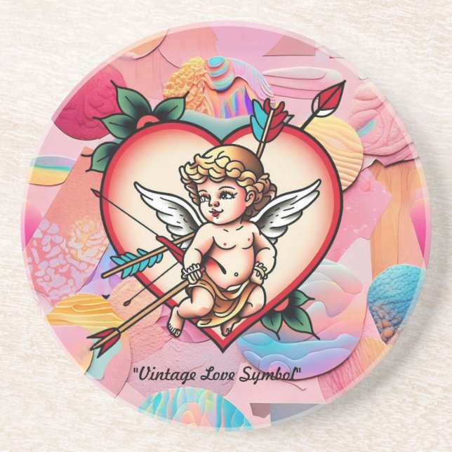 Retro Herz mit Cupid Bow Getränkeuntersetzer (Vorne)