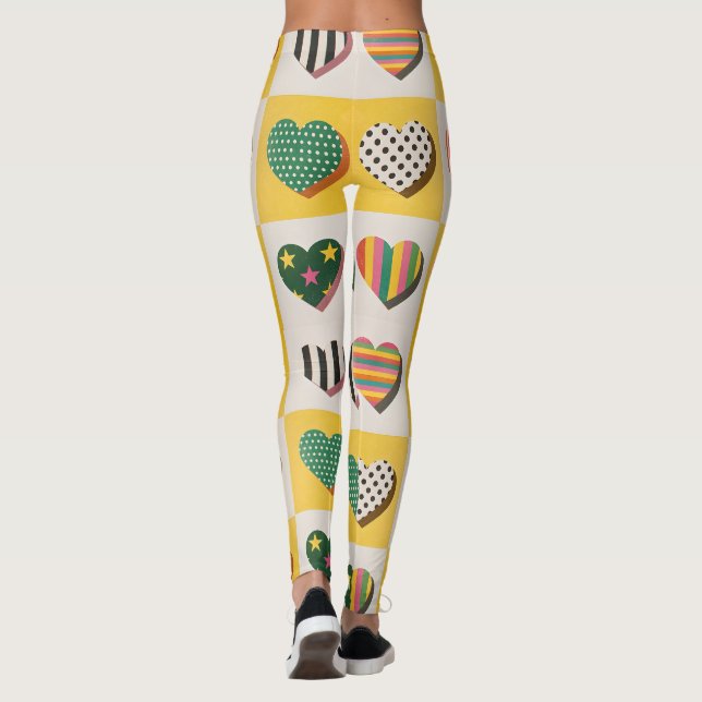 Retro-Herz-Raster Leggings (Rückseite)