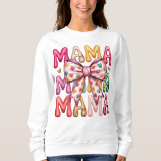 Retro-Herz-Schleife-Mama-gestapeltes Design Sweatshirt