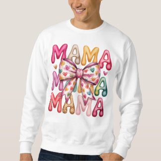 Retro Herz-Schleife Mama gestapeltes Design Sweatshirt