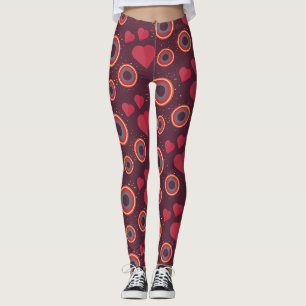 Retro-Herzen und Kreise Muster Leggings