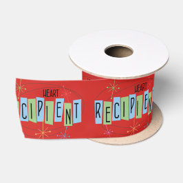 Retro Herzinsuffizienz mit rotem Hintergrund Satinband