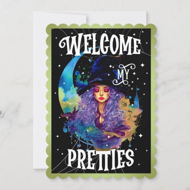 Retro Hexe Beauty Halloween Dankeskarte (Vorderseite)