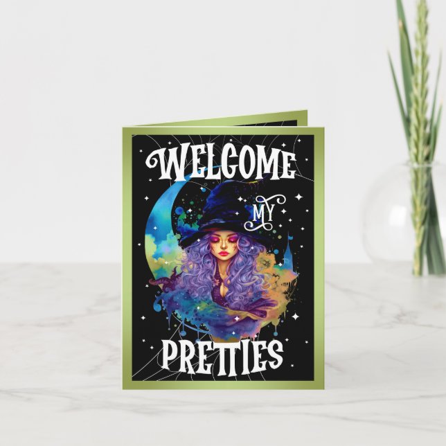 Retro Hexe Beauty Halloween Dankeskarte (Vorderseite)
