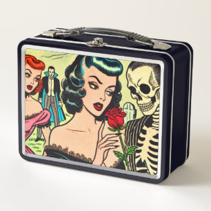 Retro Hexe Vampire Girl Horror Comic Metall Brotdose